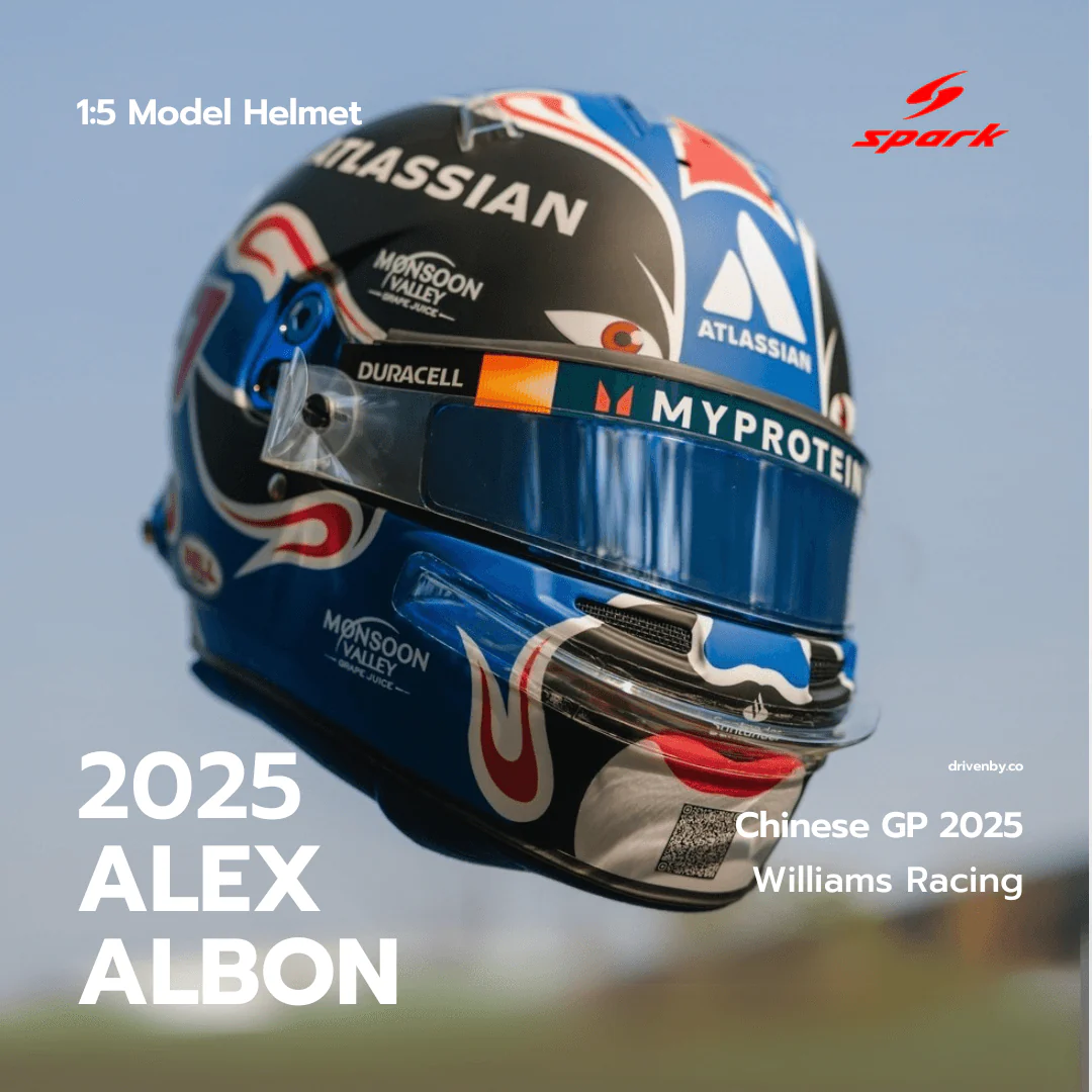 Alex Albon Helmet Chinese GP 2025 - Williams Racing - Spark 1:5 Helmet - Image 4