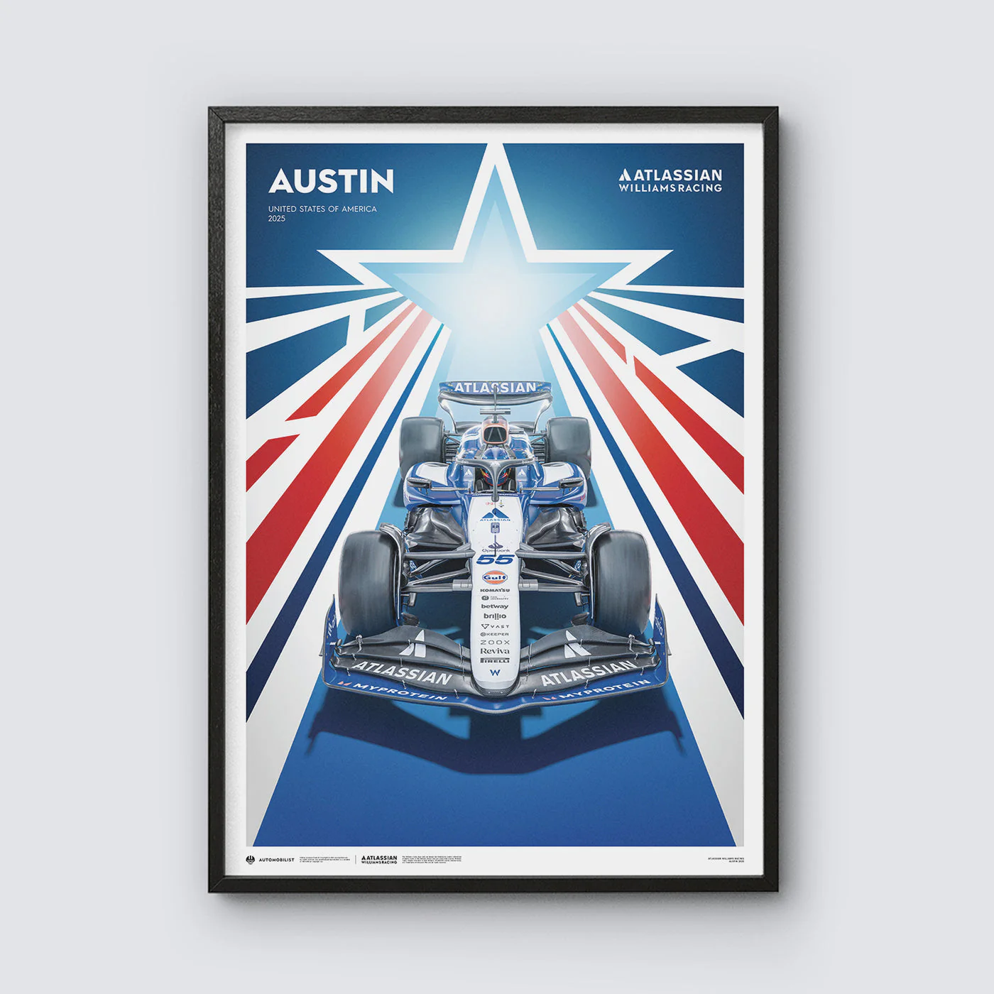 Atlassian Williams Racing | FORMULA 1 UNITED STATES GRAND PRIX 2025 | Automobilist Official Poster - Image 2