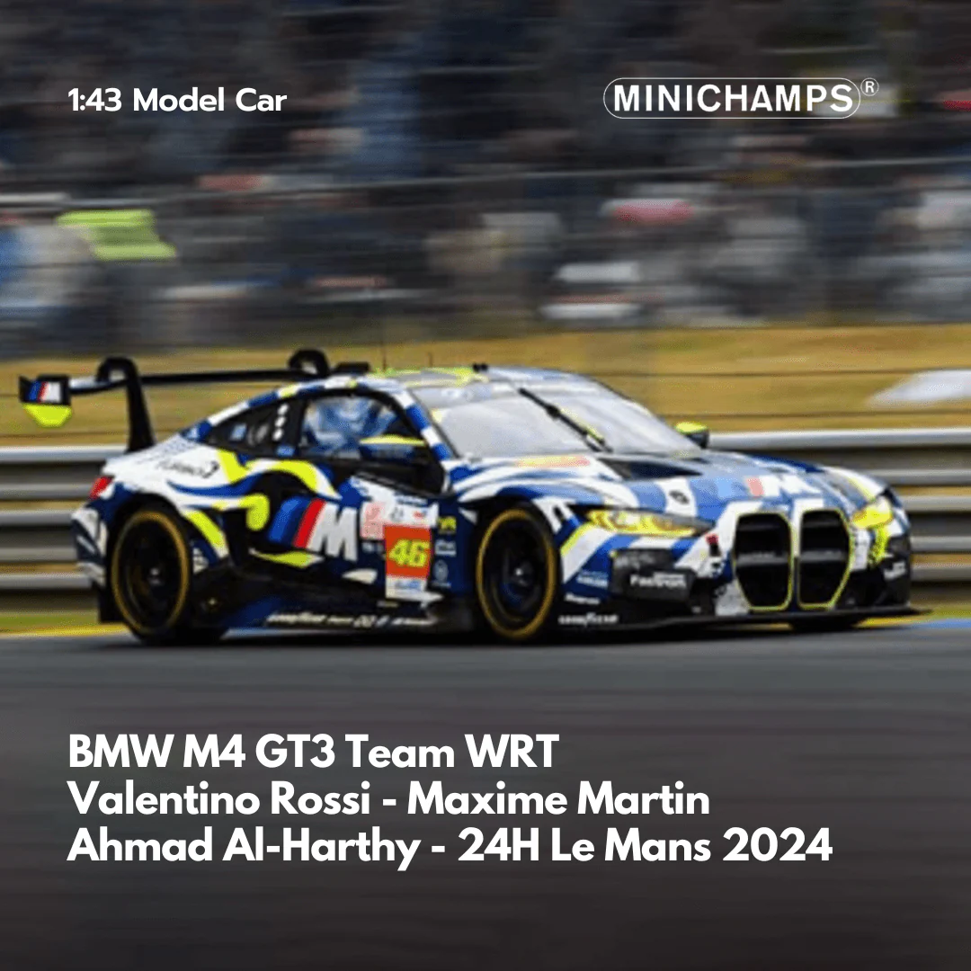 BMW M4 GT3 Team WRT  Valentino Rossi - Maxime Martin  Ahmad Al-Harthy - 24H Le Mans 2024  1:43 - Minichamps Model Car - Image 2