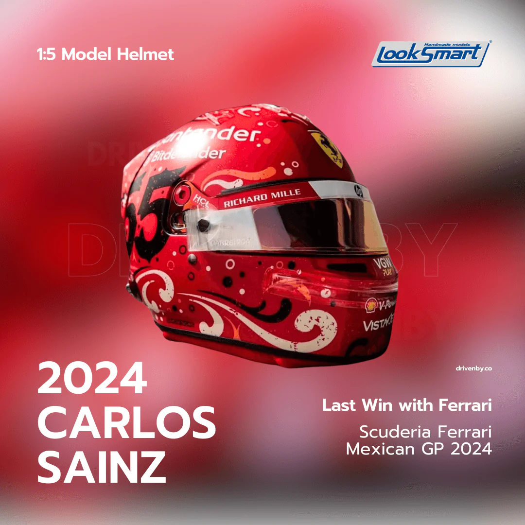 Carlos Sainz Helmet Scuderia Ferrari Mexican GP 2024 Helmet - 1/5 Proportion Looksmart Mini Helmet - Image 4