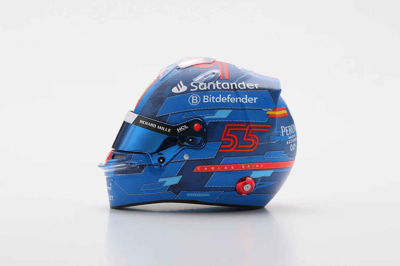 Carlos Sainz Helmet Scuderia Ferrari Miami GP 2024 Helmet - 1:5 Scale Looksmart Mini Helmet