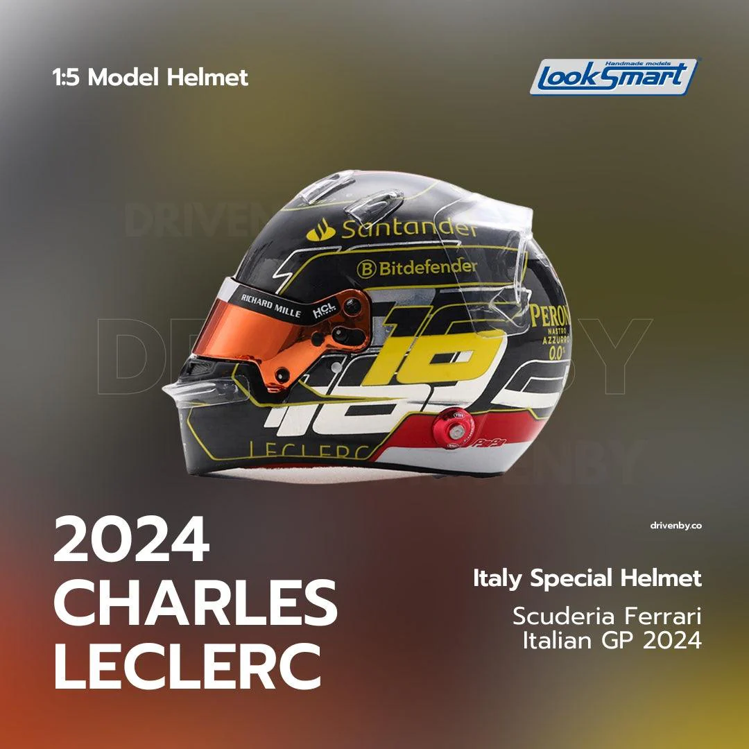 Charles Leclerc Helmet Scuderia Ferrari Italian GP 2024 Helmet - 1:5 Model Helmet Looksmart - Image 4