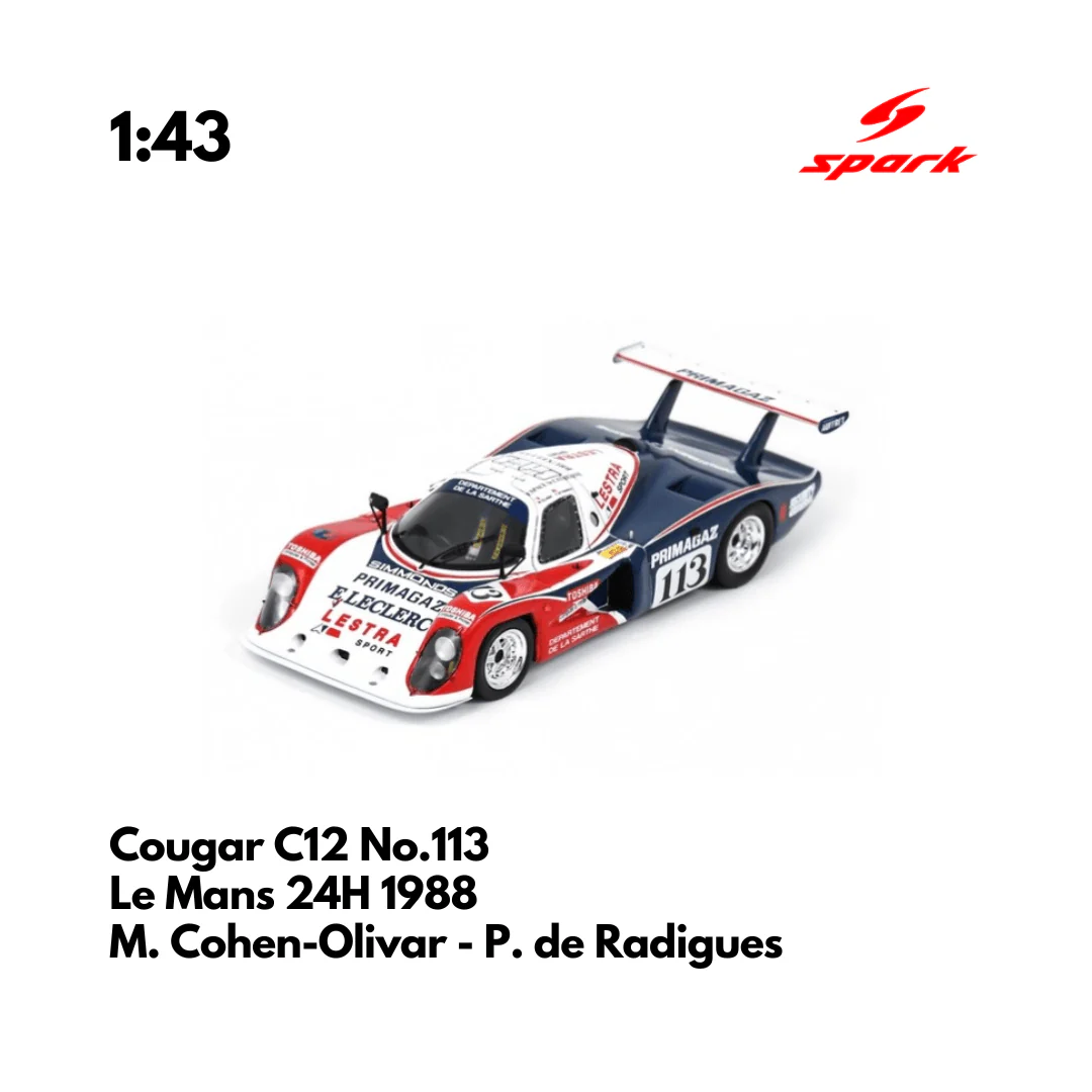 Cougar C12 No.113 Le Mans 24H 1988 - 1:43 Spark Model Car