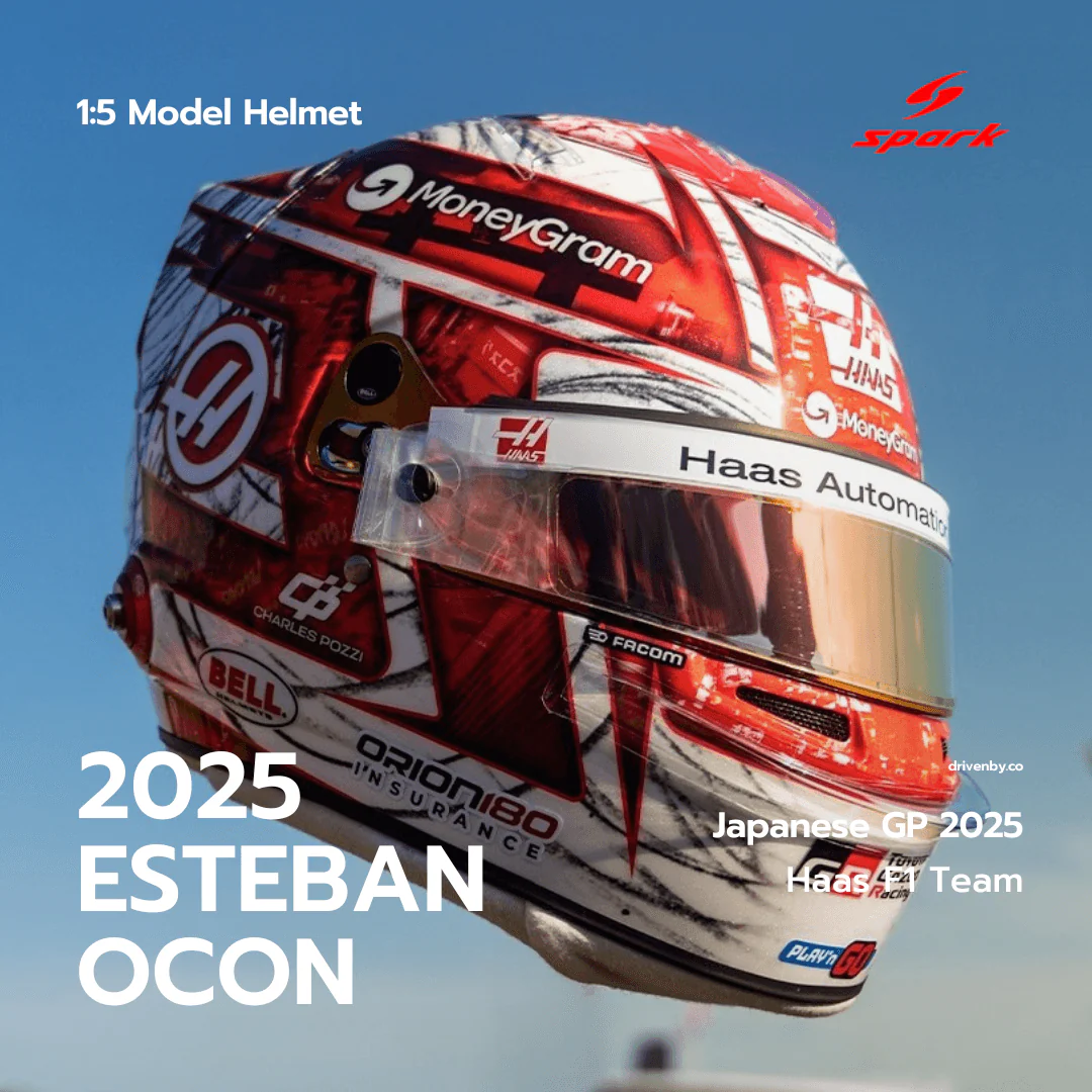 Esteban Ocon Helmet Japanese GP 2025 - MoneyGram Haas F1 Team - Spark 1:5 Helmet - Image 4