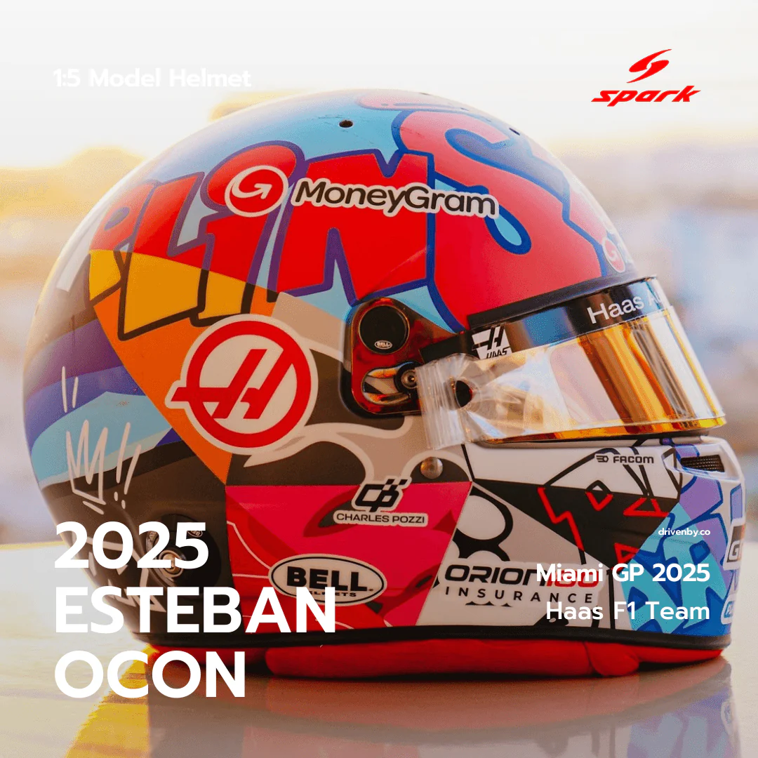 Esteban Ocon Helmet Miami GP 2025 - MoneyGram Haas F1 Team - Spark 1:5 Helmet - Image 4