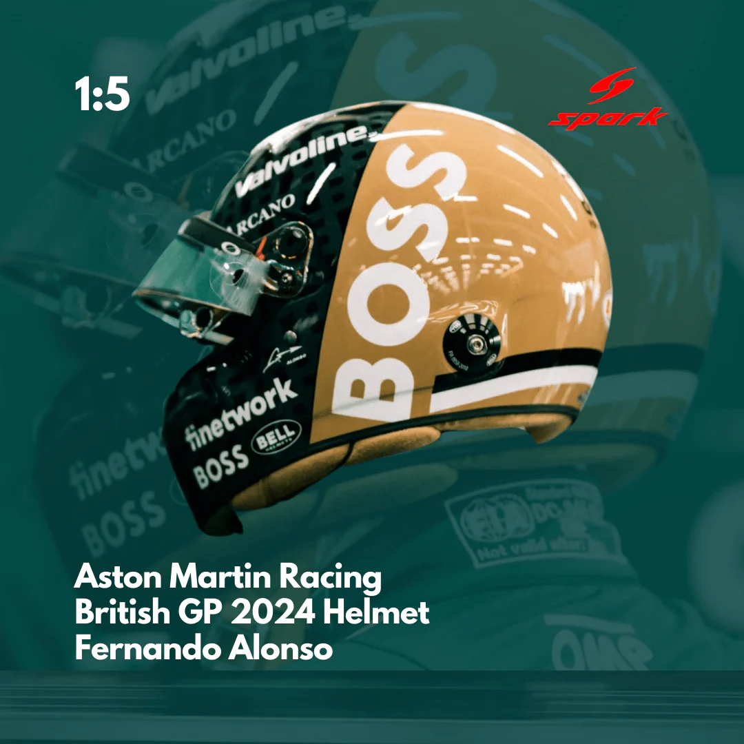 Fernando Alonso Helmet - Aston Martin Racing British GP 2024 Helmet - 1/5 Proportion Mini Helmet - Image 4