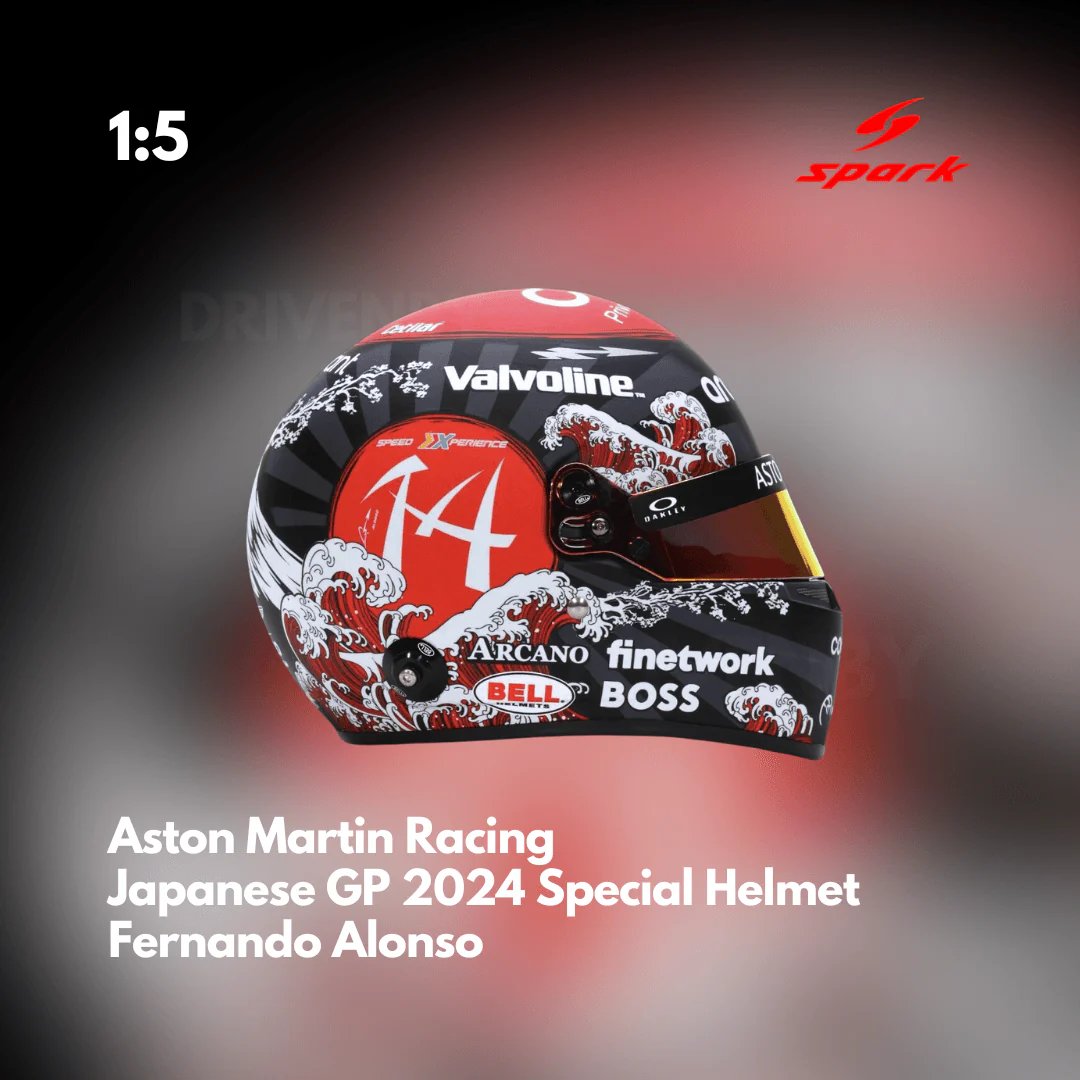 Fernando Alonso Helmet Aston Martin Racing Japanese GP 2024 Special Helmet - 1/5 Proportion Mini Helmet - Image 4