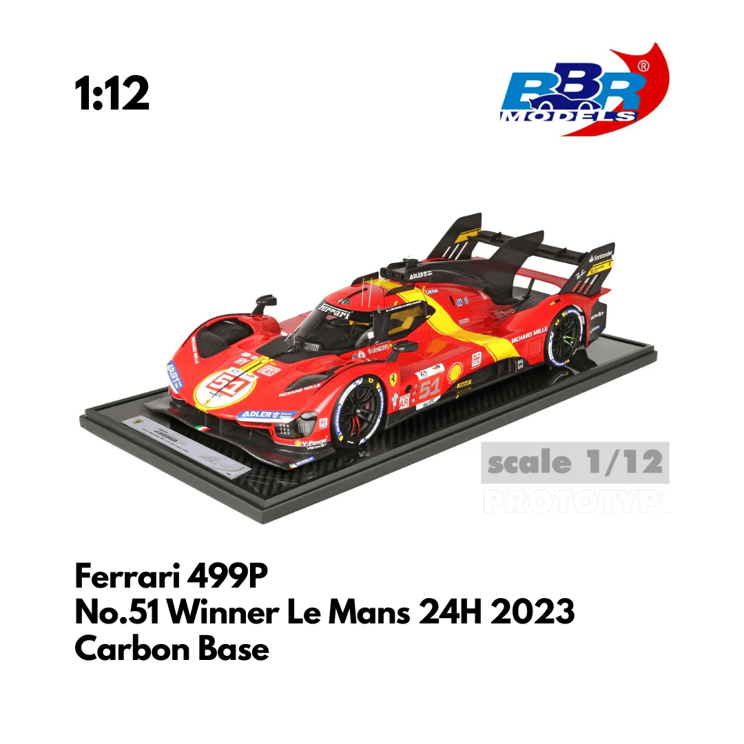 Ferrari 499P No.51 Winner Le Mans 24H 2023 Carbon Base 1:12 Model Car - BBR
