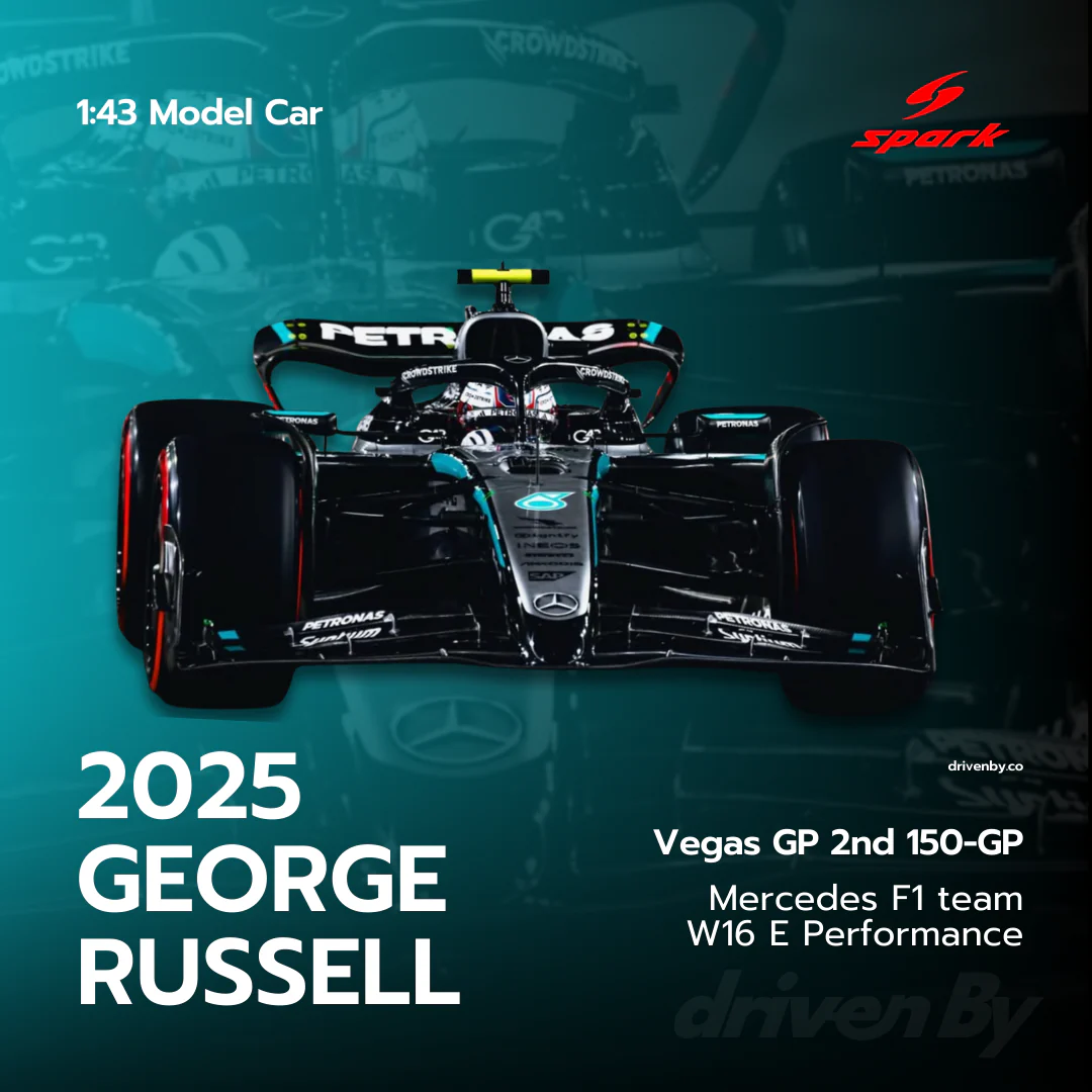 George Russell Las Vegas GP 2025 150-GP 2nd Postion Mercedes W16 Model Car - Spark Model