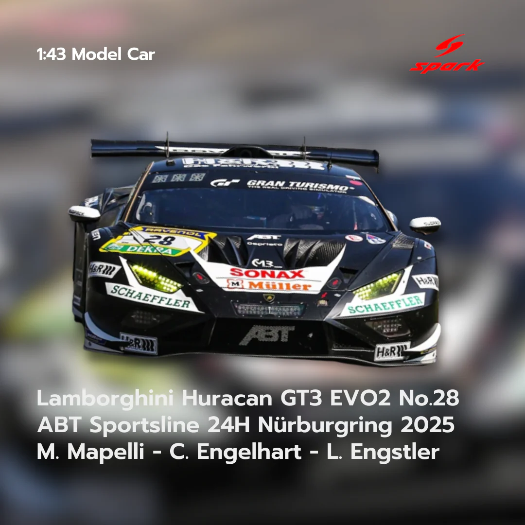 Lamborghini Huracan GT3 EVO2 No.28 ABT Sportsline 24H Nürburgring 2025 - Spark 1:43 Model Car