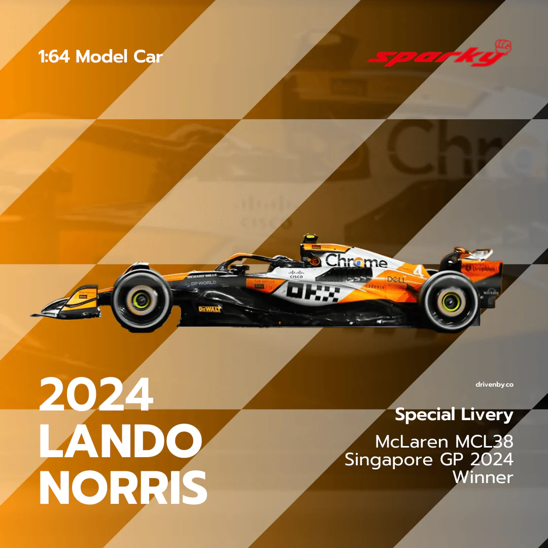 Lando Norris Singapore GP 2024 Winner McLaren MCL38 Special Livery Model Car - Scale 1:64 Sparky - Image 4