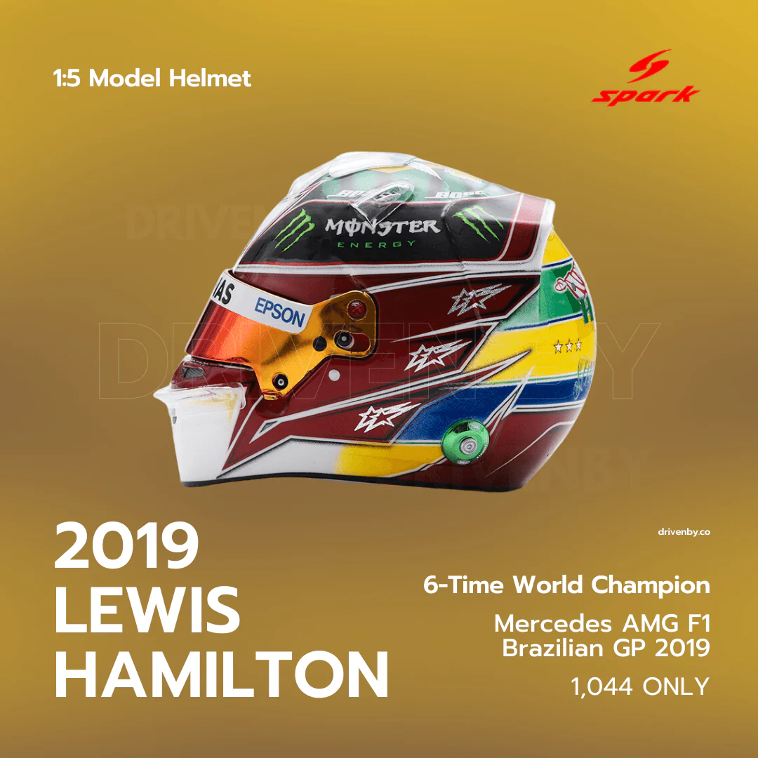 Lewis Hamilton Helmet Brazilian GP 2019 Helmet Special Edition - 1/5 Proportion Spark Mini Helmet