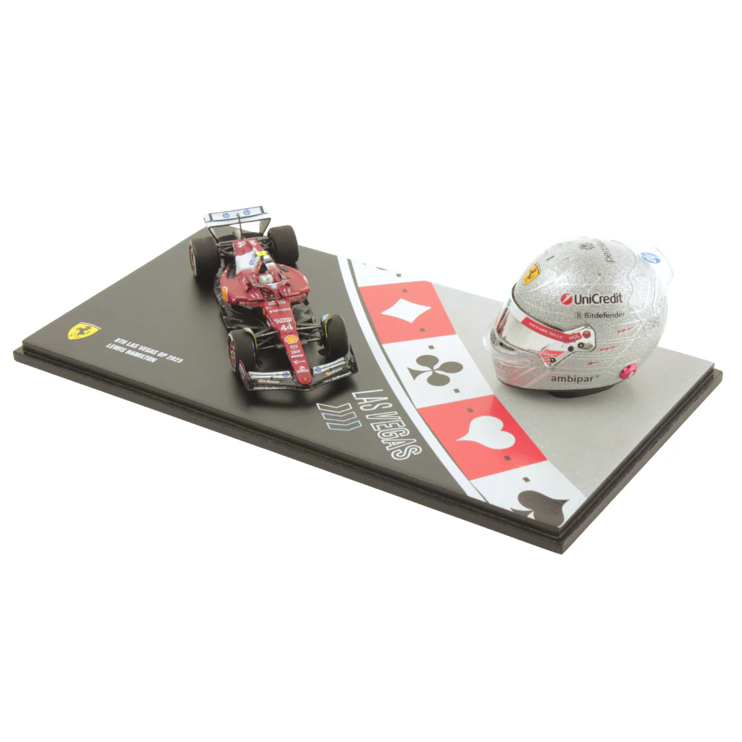 Lewis Hamilton Las Vegas GP 2025 Racing Set Scuderia Ferrari F1 - Looksmart Model Car & Helmet - Image 4