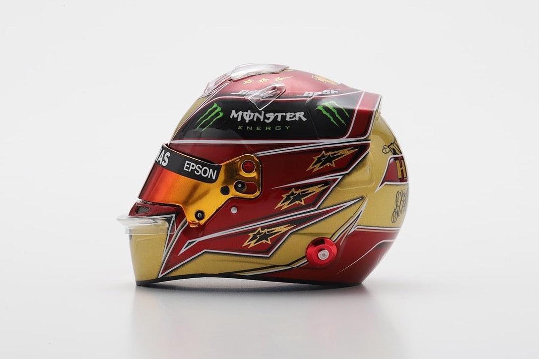 Lewis Hamilton Helmet - Mercedes AMG F1 Abu Dhabi 2019 Helmet Special Edition 6x World Champion - 1/5 Proportion Spark Mini Helmet - Image 2