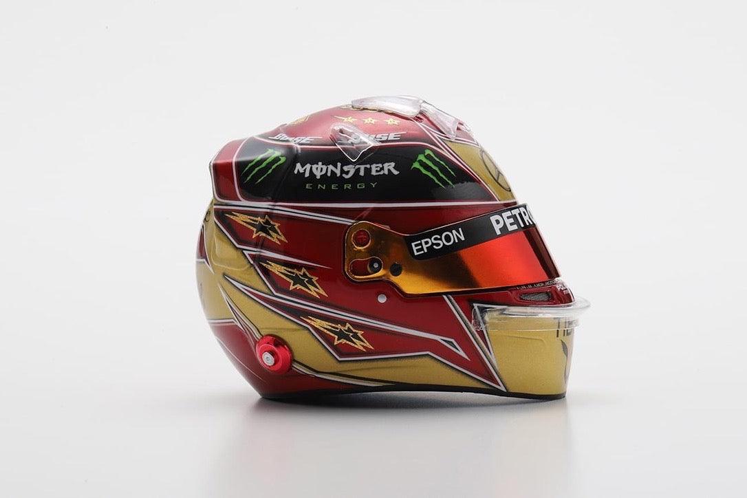 Lewis Hamilton Helmet - Mercedes AMG F1 Abu Dhabi 2019 Helmet Special Edition 6x World Champion - 1/5 Proportion Spark Mini Helmet - Image 3