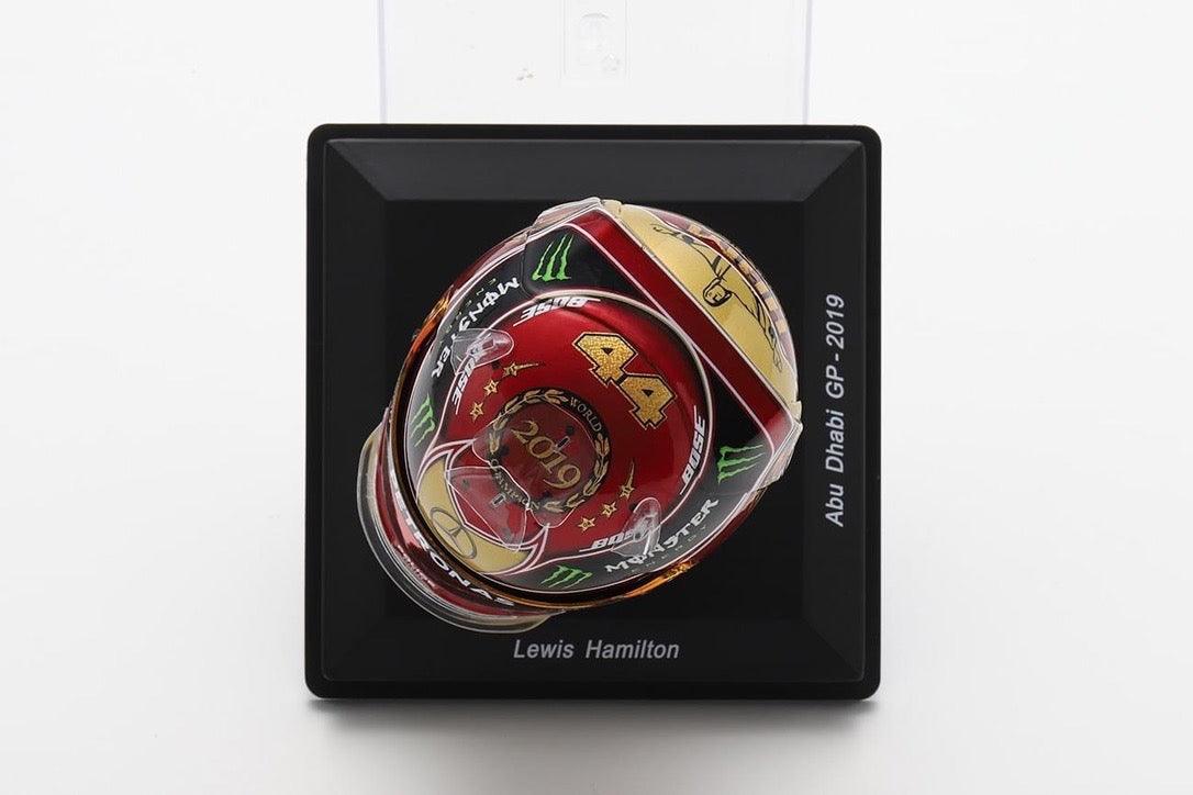 Lewis Hamilton Helmet - Mercedes AMG F1 Abu Dhabi 2019 Helmet Special Edition 6x World Champion - 1/5 Proportion Spark Mini Helmet - Image 5