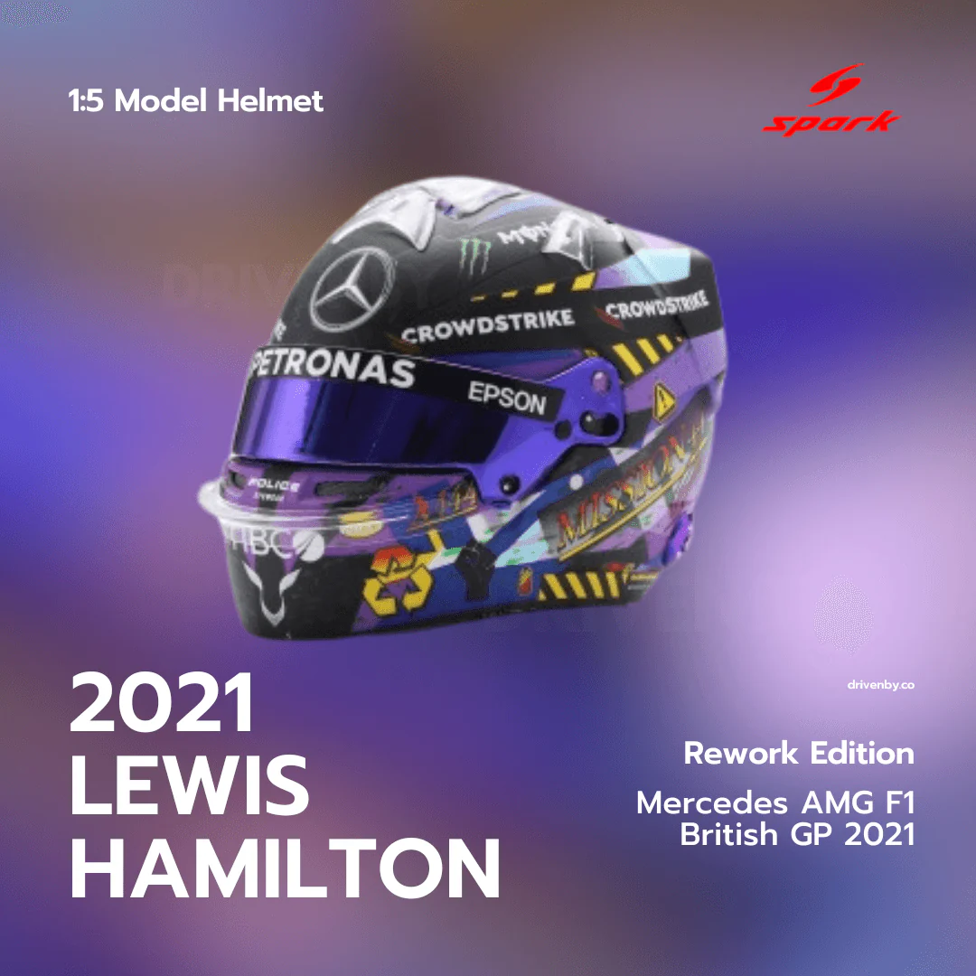 Lewis Hamilton Helmet - Mercedes AMG F1 British GP 2021 Helmet Rework Edition- 1/5 Proportion Spark Mini Helmet