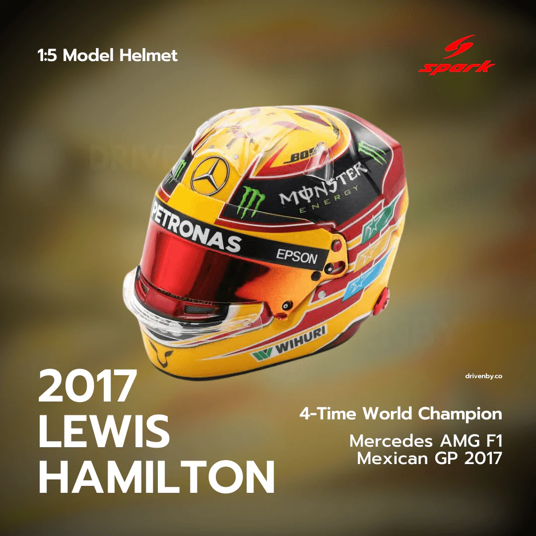 Lewis Hamilton Helmet - Mercedes AMG F1 Mexican GP 2017 4x World Champion - 1/5 Proportion Spark Mini Helmet