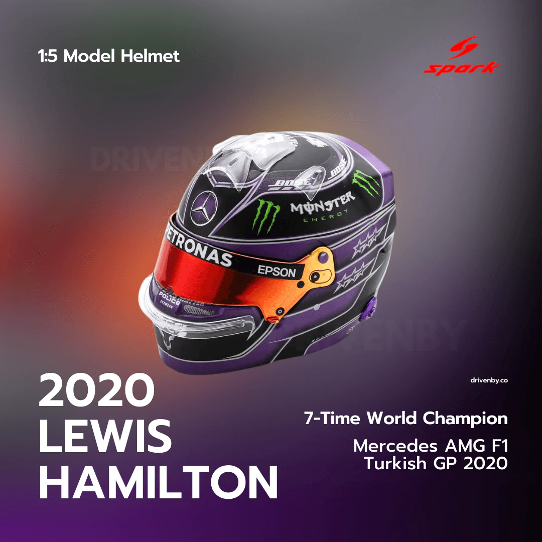 Lewis Hamilton Helmet - Mercedes AMG F1 Turkish GP 2020 7x World Champion - 1/5 Proportion Spark Mini Helmet