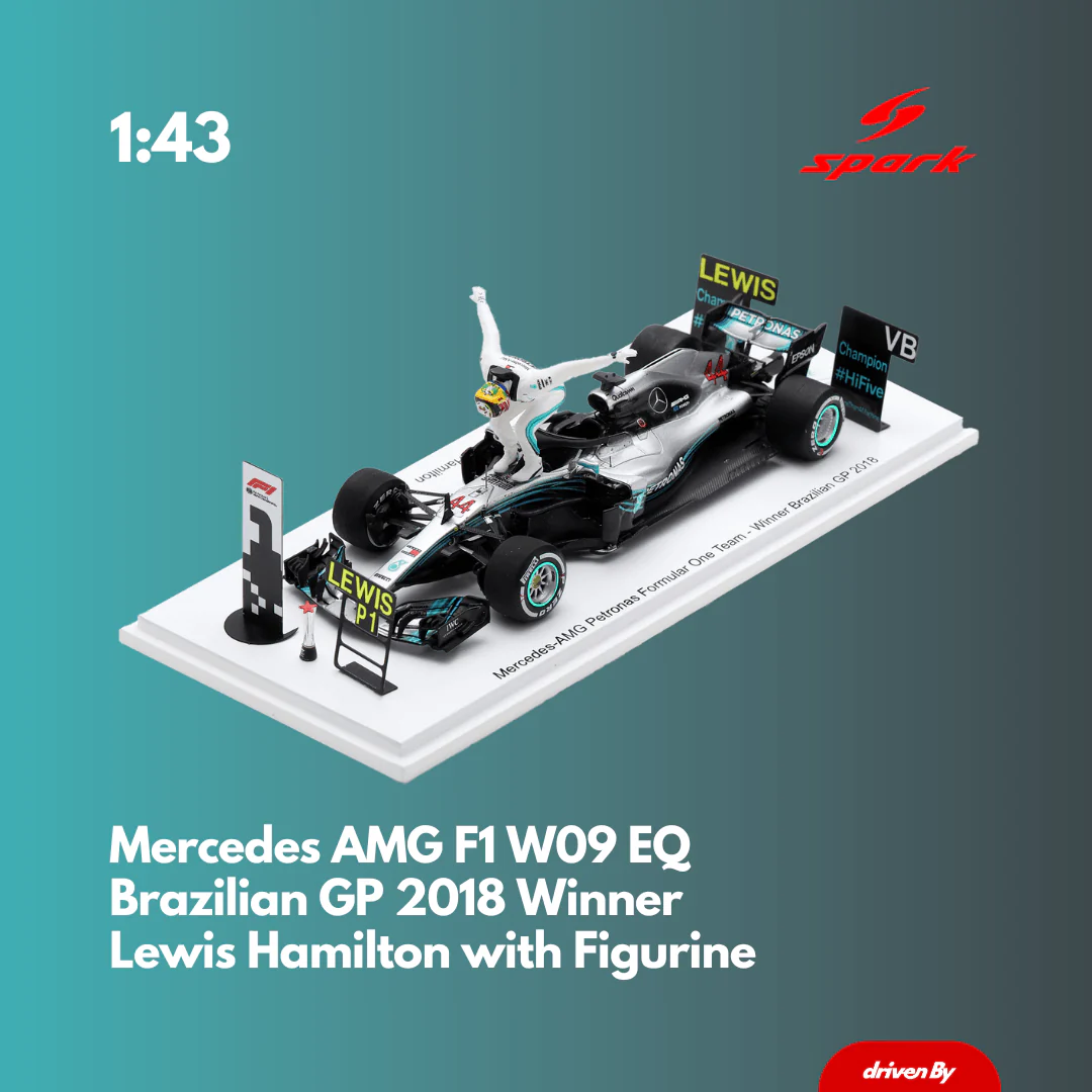 Lewis Hamilton Mercedes AMG W09 - Brazilian GP 2018 Limited Edition Model Car with Figurine - Spark Model
