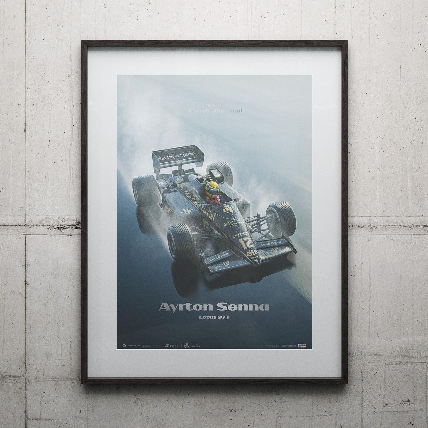 Lotus 97T - Ayrton Senna - Rainmaster - Estoril - 35th Anniversary - 1985 - Silver Collector's Edition Poster - Image 3