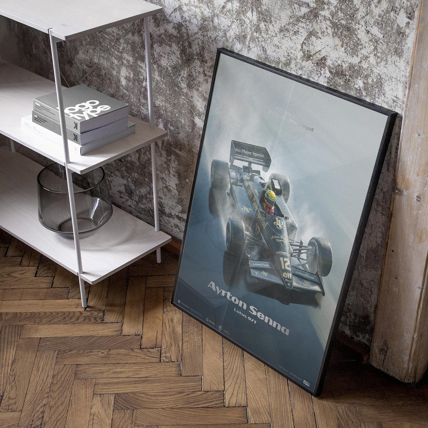 Lotus 97T - Ayrton Senna - Rainmaster - Estoril - 35th Anniversary - 1985 - Silver Collector's Edition Poster - Image 6