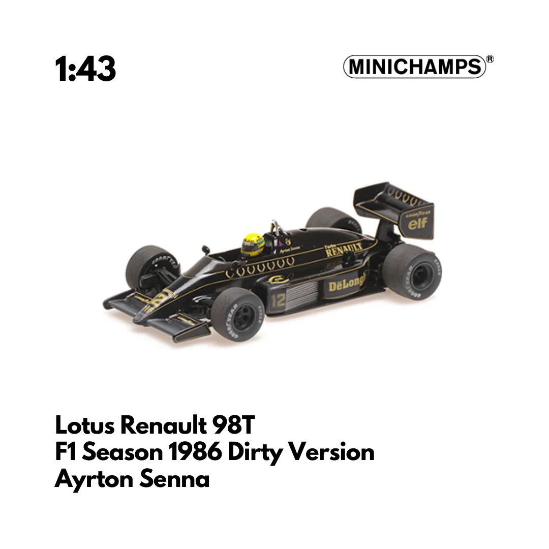 Lotus Renault 98T Ayrton Senna Season 1986 - Dirty Version - 1/43 Minichamps Model Car