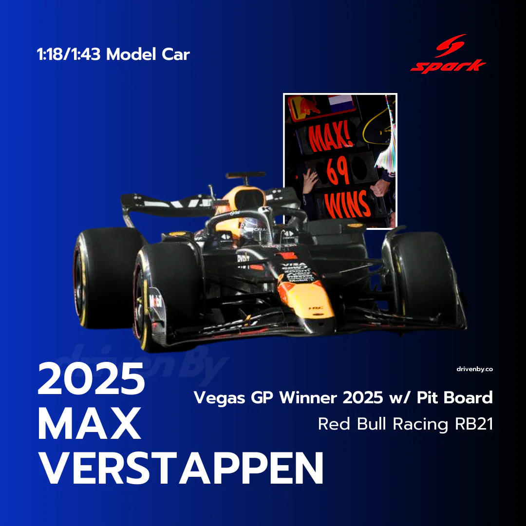 Max Verstappen Las Vegas GP 2025 Winner Red Bull RB21 With Pitboard Model Car - Spark Model