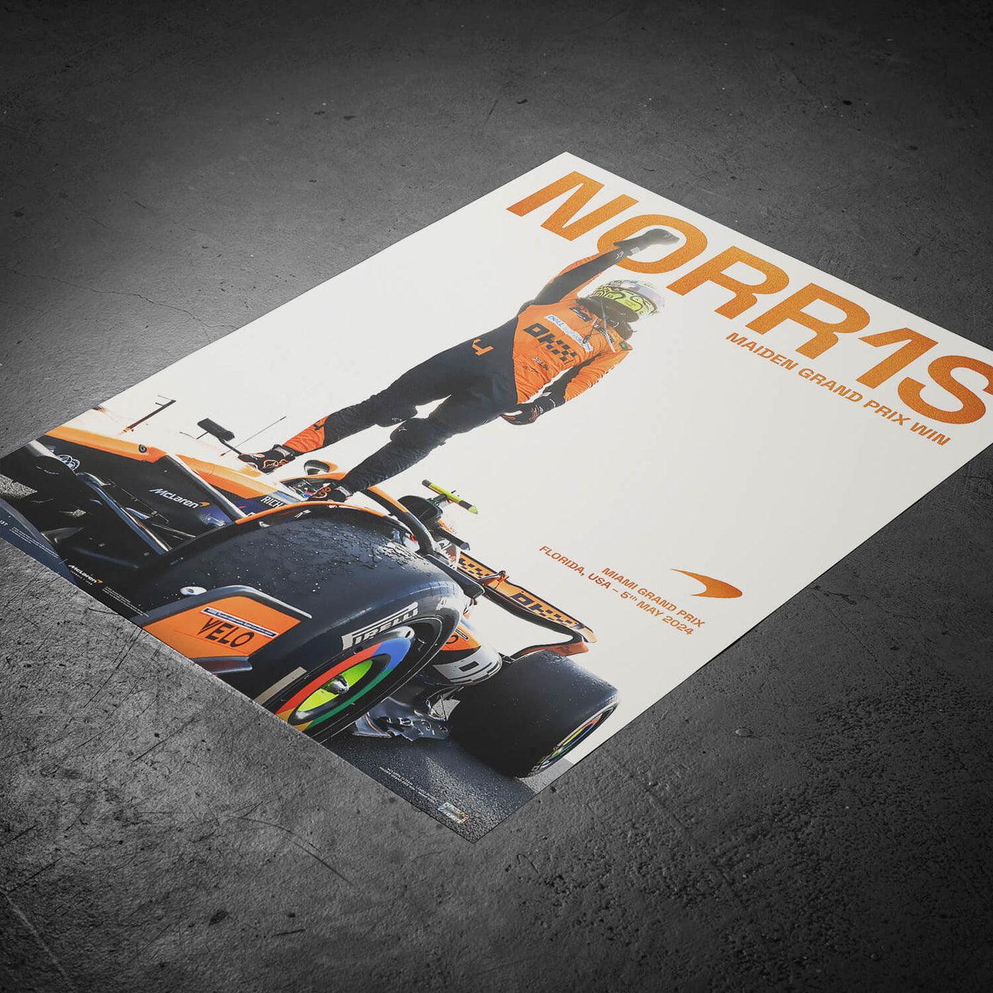 McLaren Formula 1 Team – Lando Norris - Maiden Grand Prix Win - Miami – 2024 Poster - Image 4