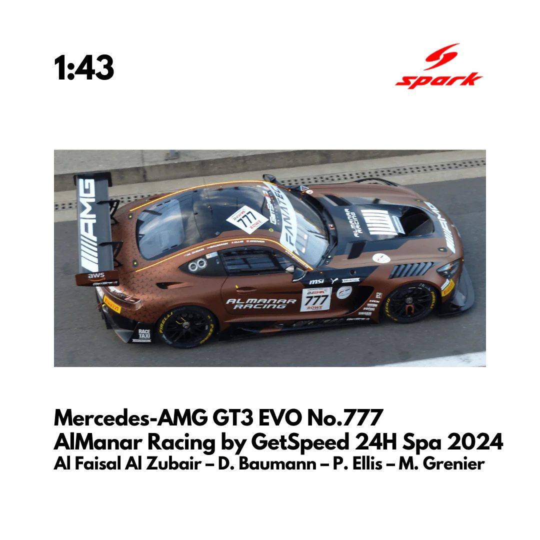 Mercedes-AMG GT3 EVO No.777 AlManar Racing by GetSpeed 24H Spa 2024 - Spark Model Car