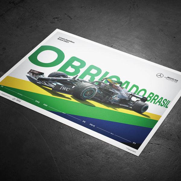 Mercedes-AMG Petronas F1 Team - Lewis Hamilton - Obrigado Brasil - 2021 Automobilist Poster - Image 5