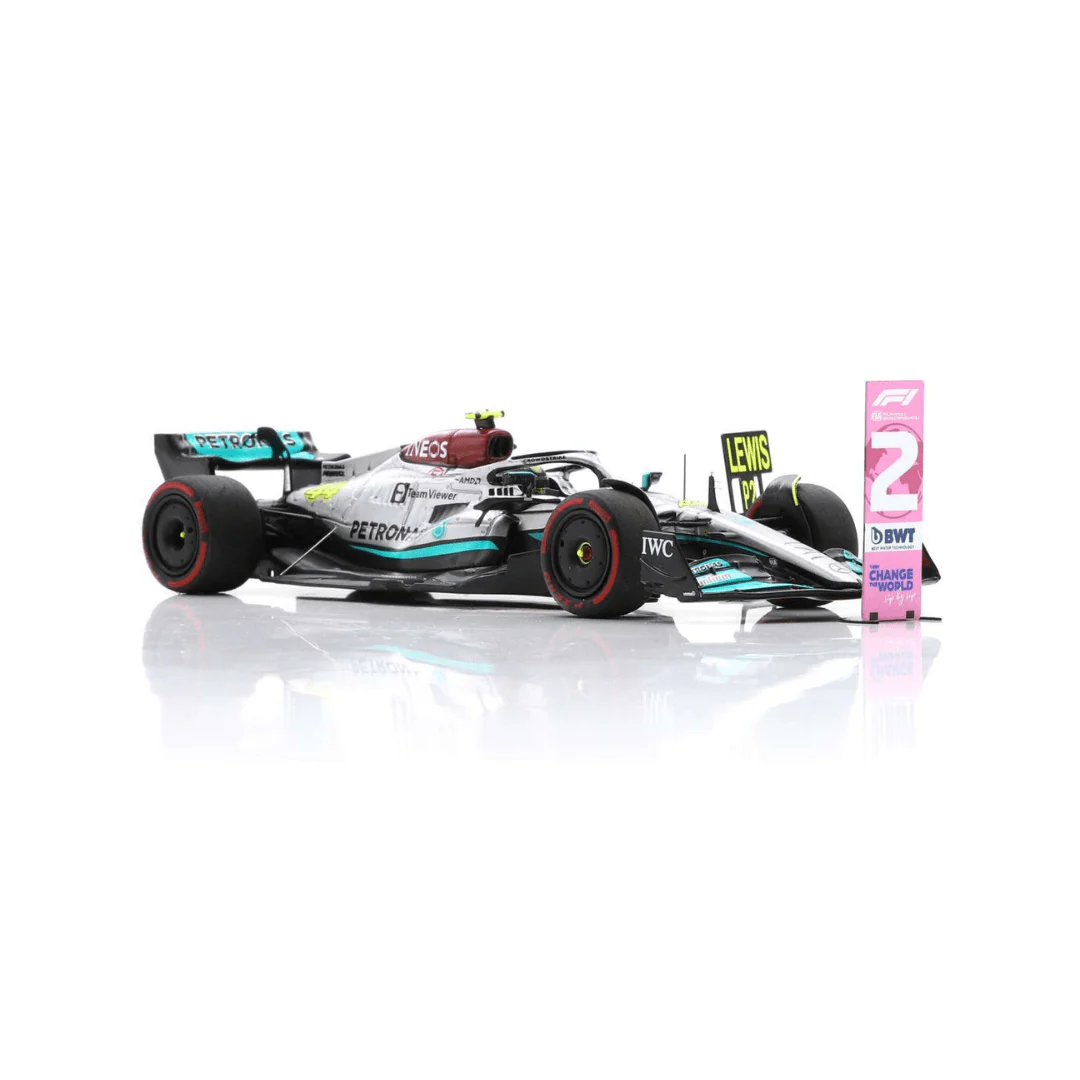 Mercedes W13E | Lewis Hamilton 2ND Brazilian Grand Prix 2022 - Model Car With Pit Board & Number Board - Spark Models - Image 3