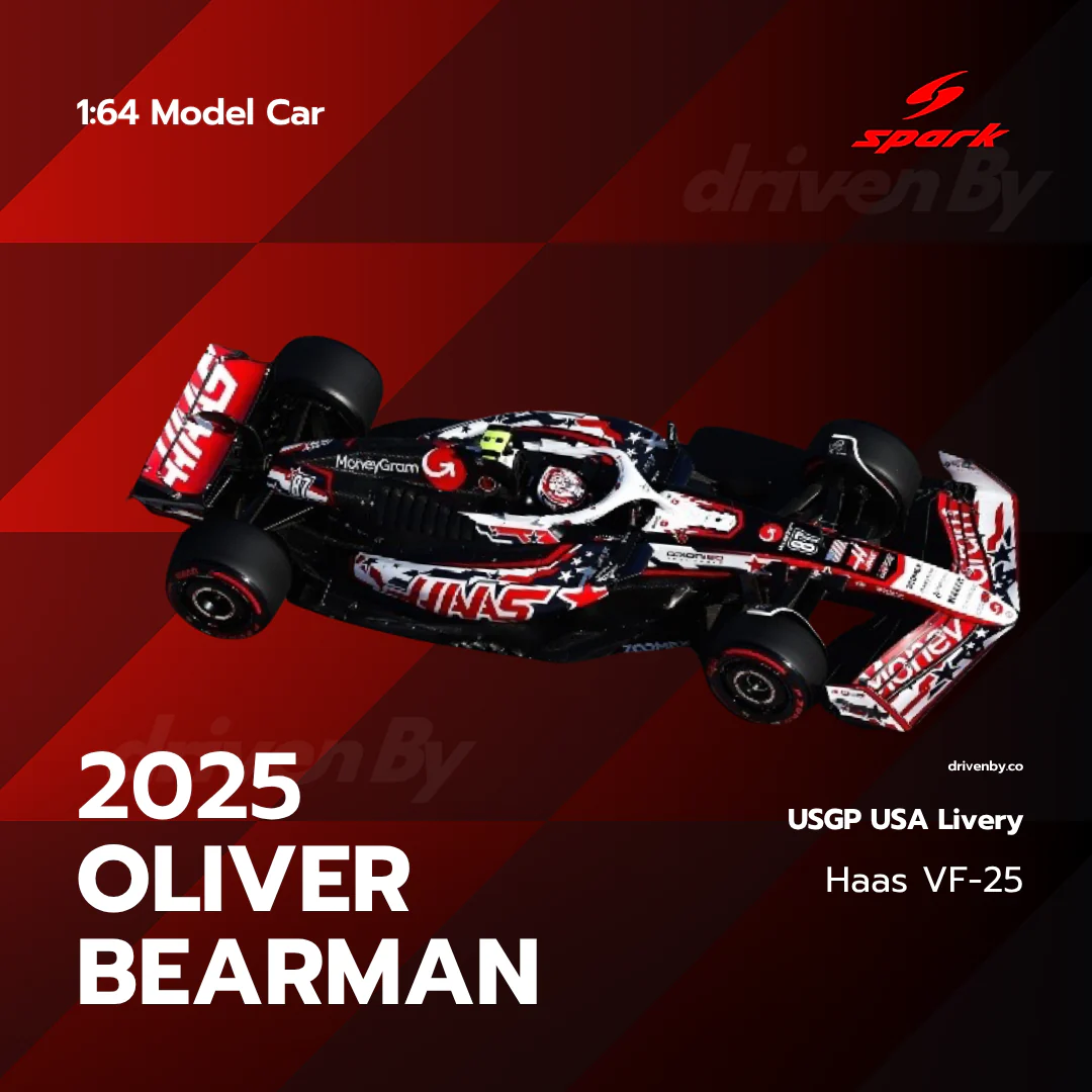 Scale 1:64 Oliver Bearman US GP 2025 Haas F1 Team VF-25 Special Livery - Spark 1:64 Model Car