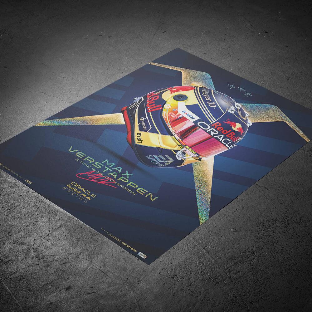 Oracle Red Bull Racing - Max Verstappen - Helmet - World Champion - 2023 Collector’s Edition Automobilist Poster - Image 6