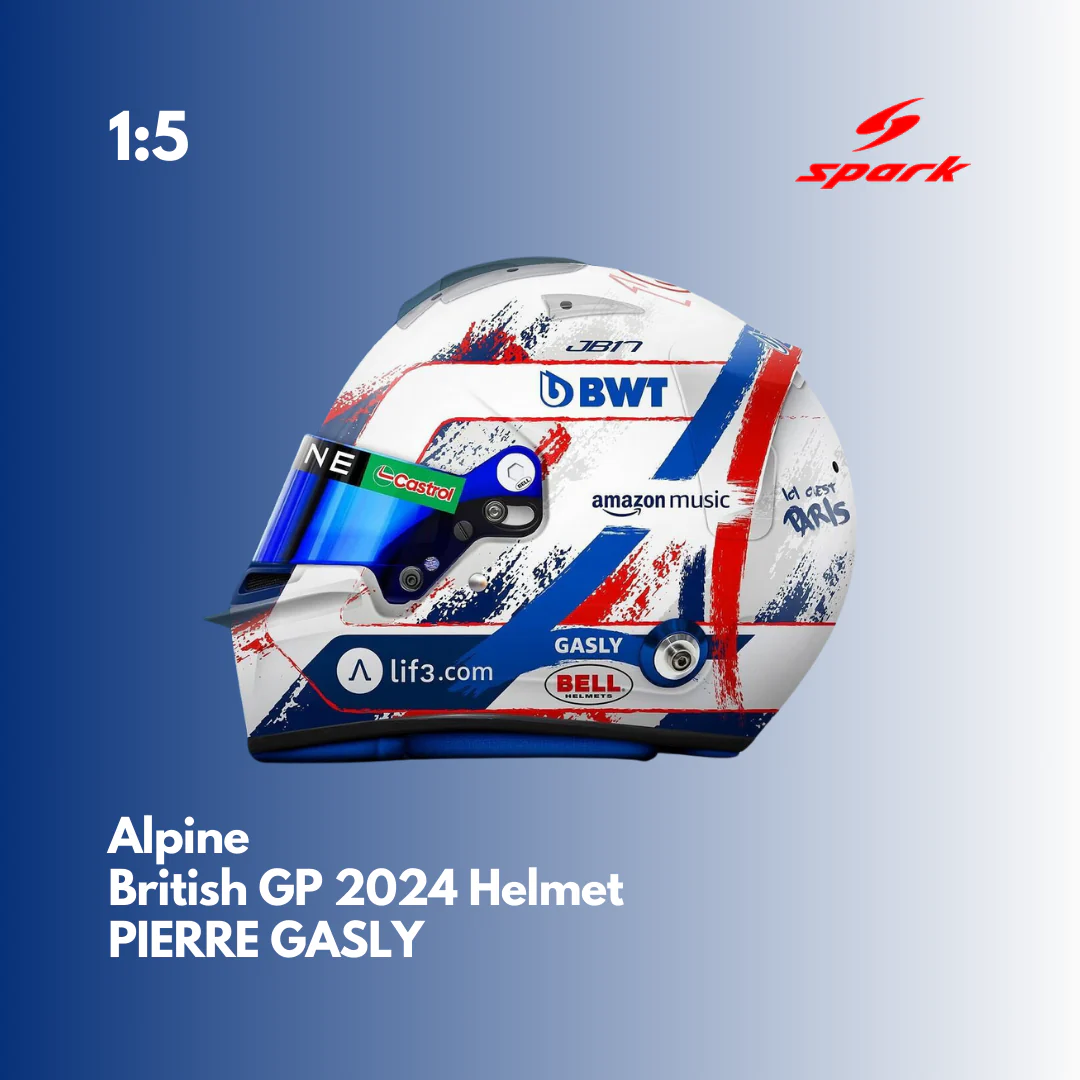 Pierre Gasly Helmet - Alpine British GP 2024 Helmet - 1/5 Proportion Mini Helmet