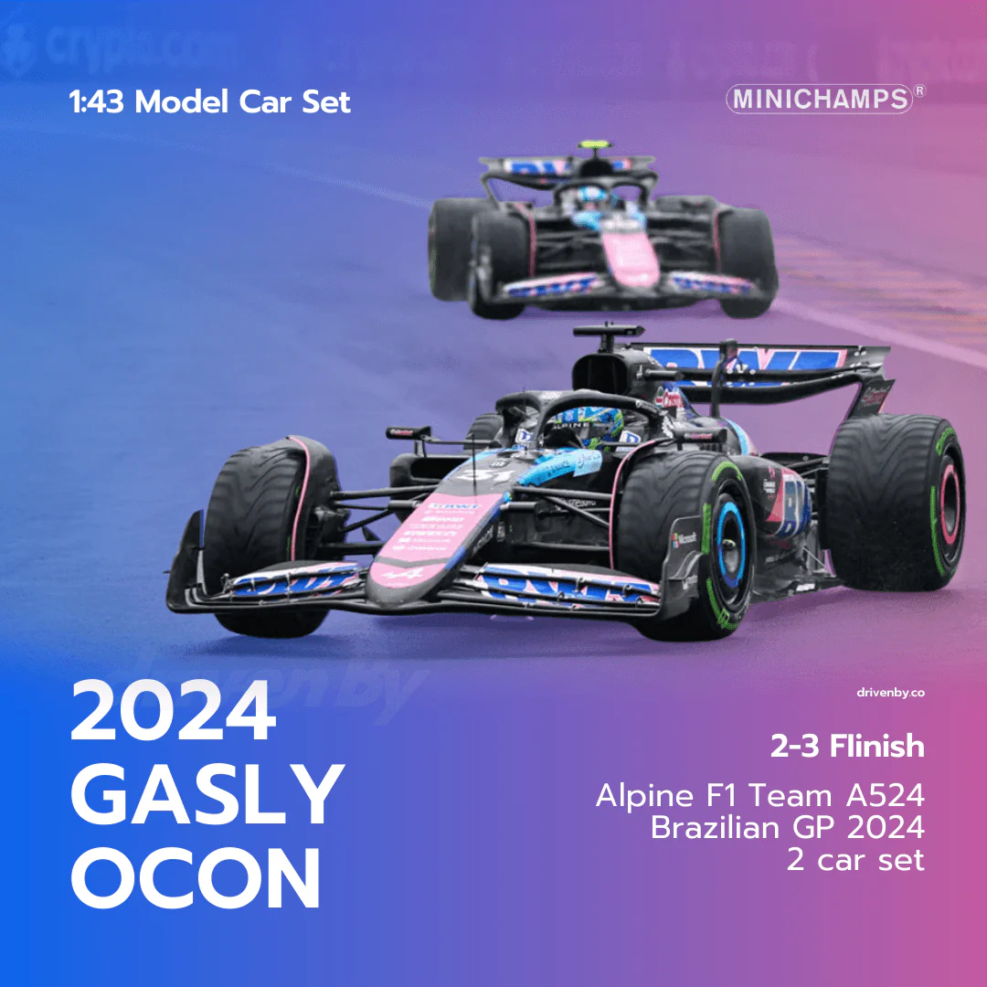 Pierre Gasly & Esteban Ocon Brazilian 2-3 Finish Car Set - Alpine F1 Team A524 Model Car - Minichamps