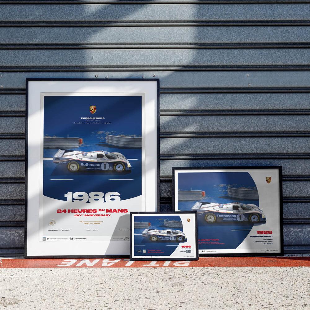 Porsche 962 C - 24h Le Mans - 100th Anniversary - 1986 Automobilist Poster - Image 2