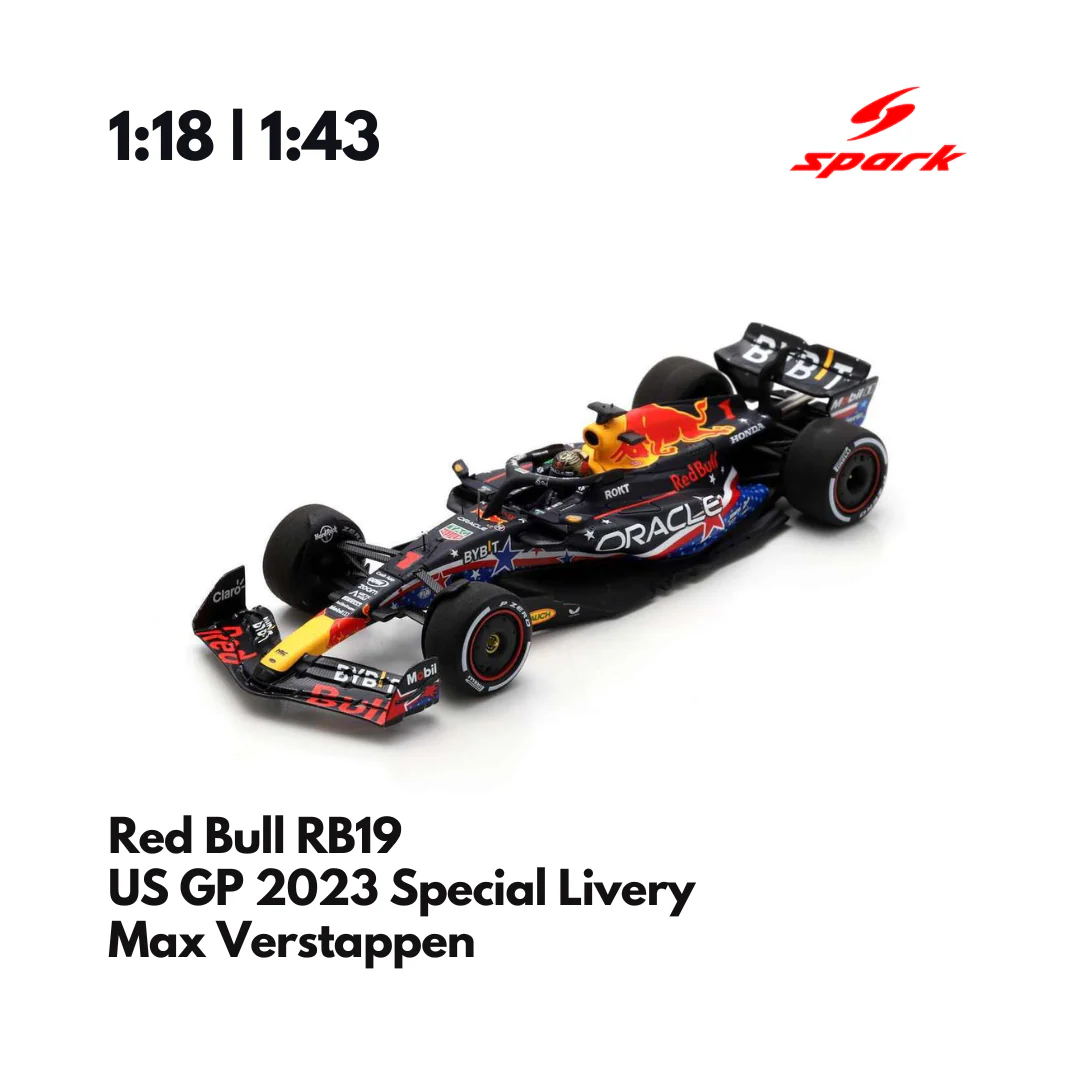 Red Bull Racing RB19 | Winner USA GP 2023 US Speical Livery Max Verstappen Model Car - Spark Model - Image 2