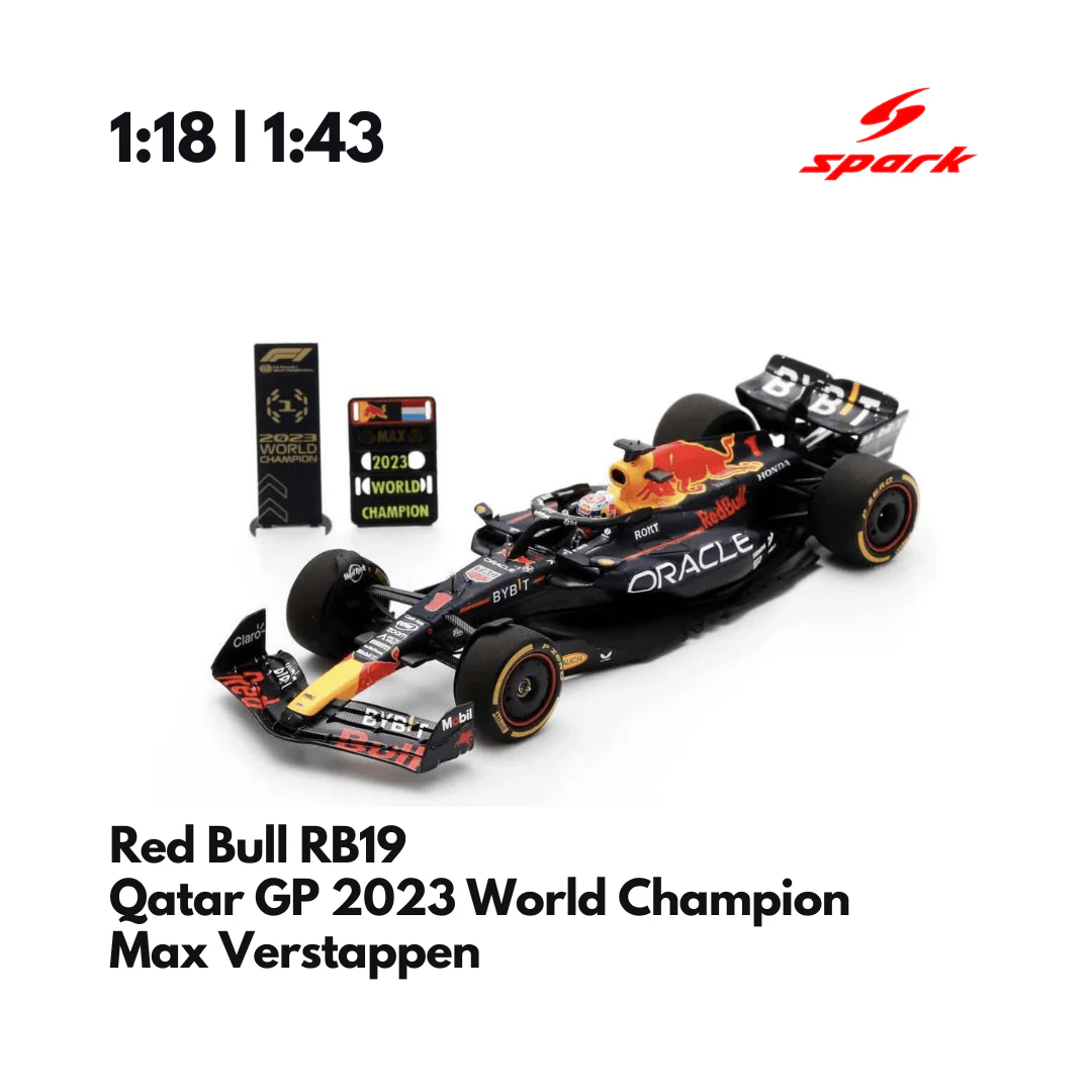 Red Bull Racing RB19 | World Champion Qatar GP 2023 Max Verstappen Model Car - Spark Model - Image 2