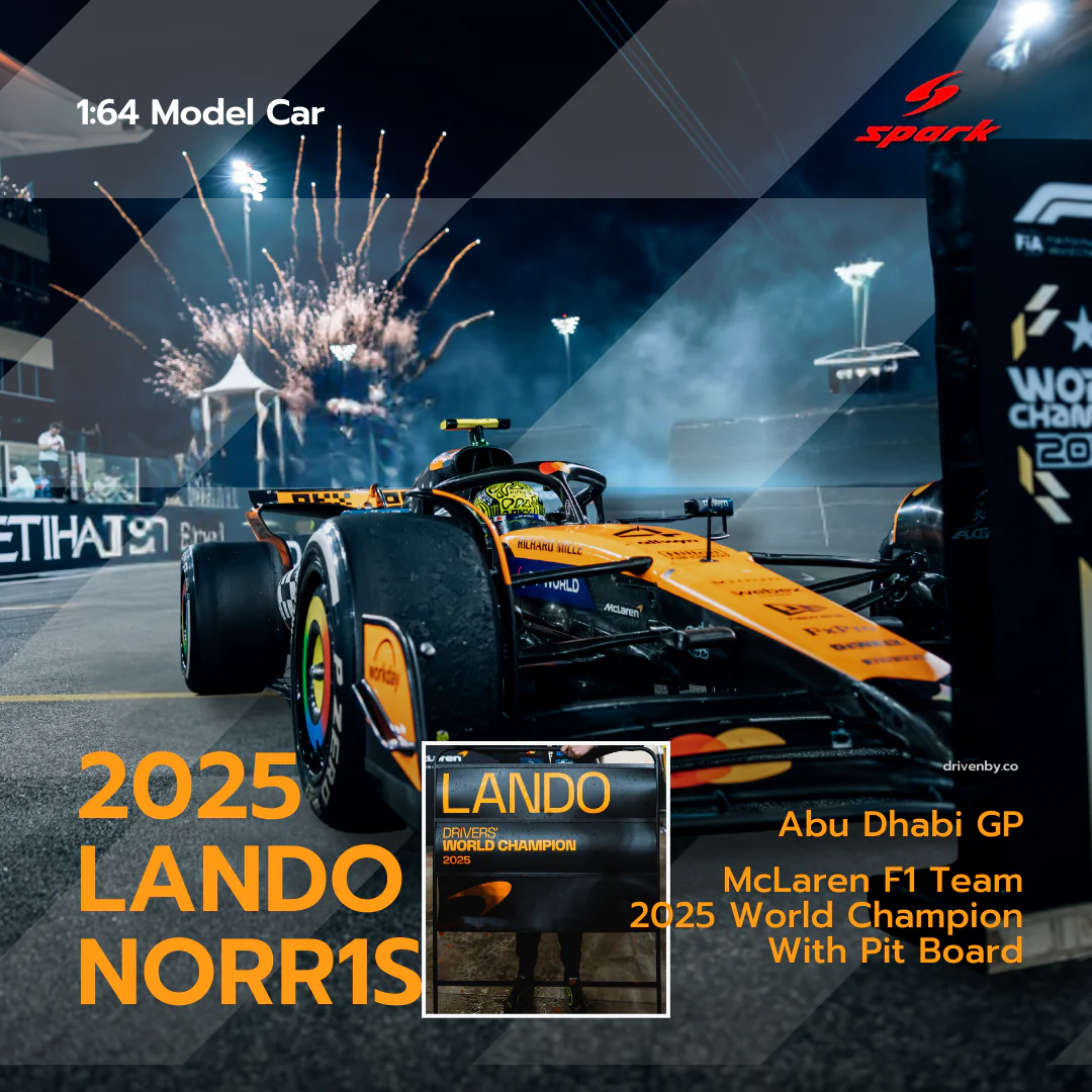 Scale 1:64 Lando Norris Abu Dhabi GP 2025 F1 World Champion McLaren MCL39 With Pitboard - Spark 1:64 Model