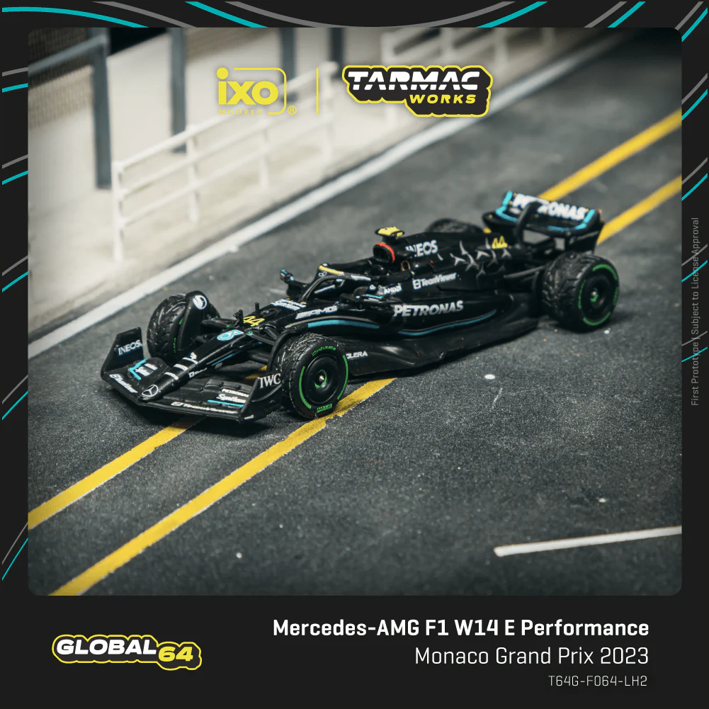 Scale 1:64 - Lewis Hamilton - Mercedes-AMG F1 W14 E Performance Monaco Grand Prix 2023 - Tarmac Works