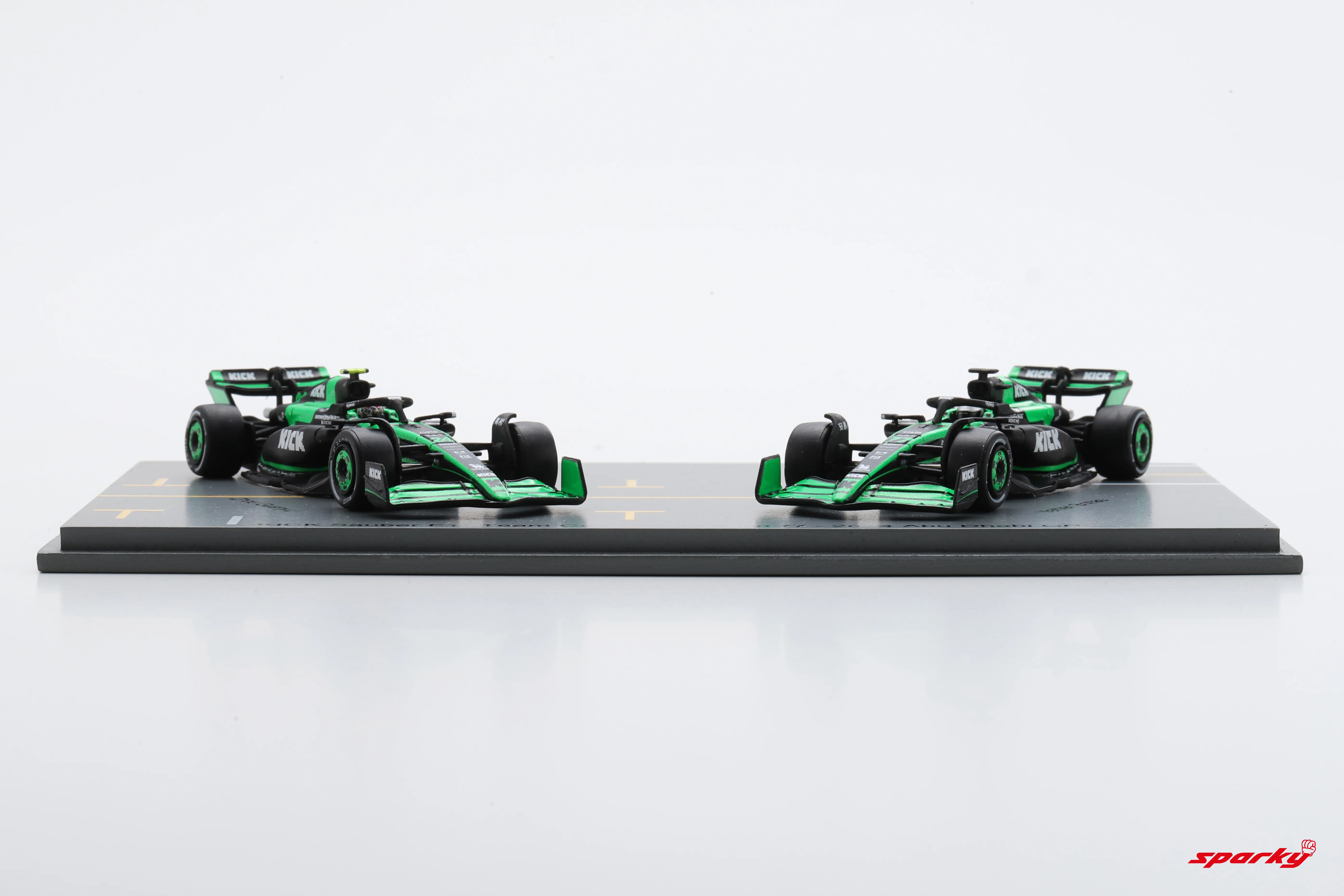 Valtteri Bottas & Zhou Guanyu Abu Dhabi GP 2024 Stake F1 Team Kick Sauber C44 Model Car - Scale 1:64 Sparky