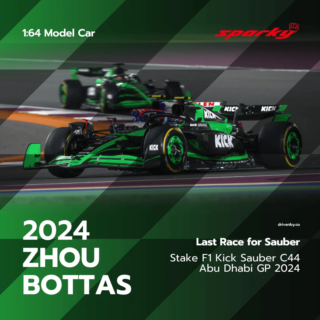 Valtteri Bottas & Zhou Guanyu Abu Dhabi GP 2024 Stake F1 Team Kick Sauber C44 Model Car - Scale 1:64 Sparky - Image 2